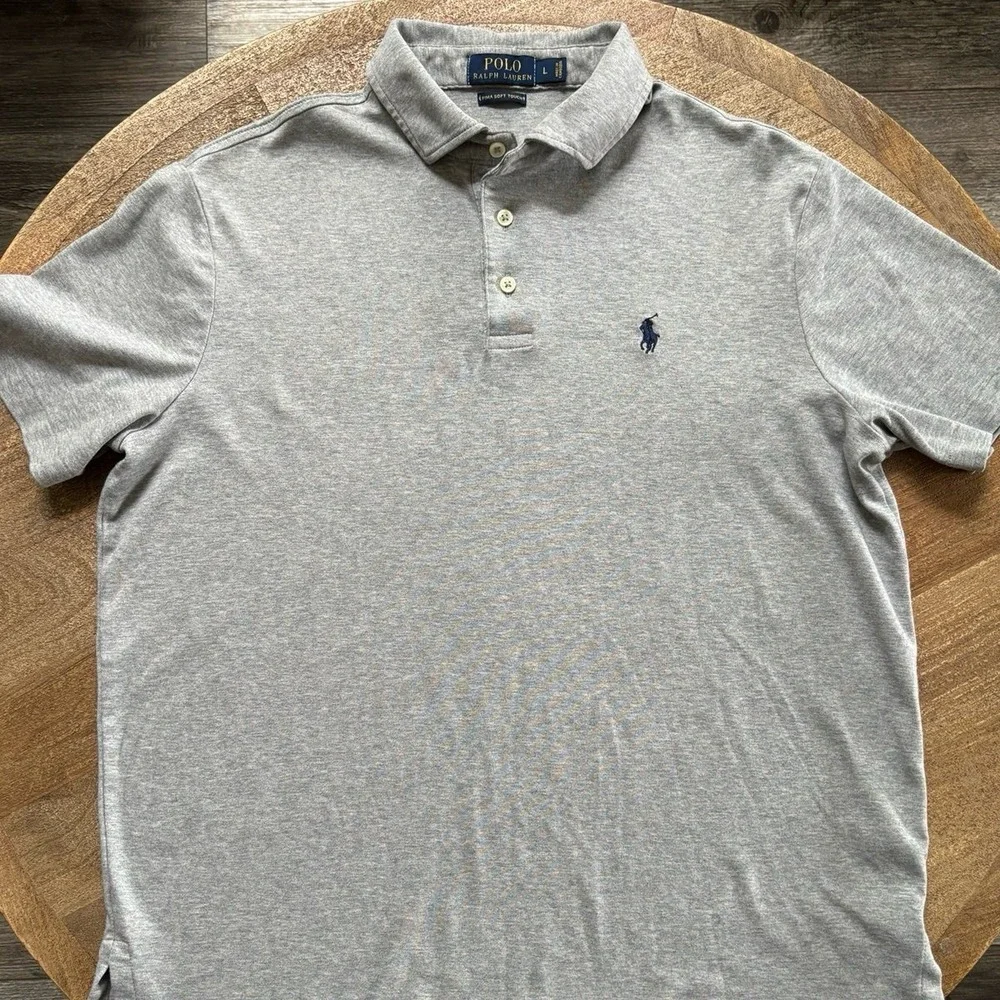 Polo Ralph Lauren Men's Gray Polo collar‎ short sleeve Large Pima Soft Touch